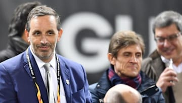 Bordeaux's American owner Joseph DaGrosa looks on as he stands prior the Europa league football match of Group C between Bordeaux and Zenit Saint Petersburg on November 8, 2018 at the Matmut Atlantique stadium in Bordeaux, southwestern France. (Photo by NICOLAS TUCAT / AFP) (Photo credit should read NICOLAS TUCAT/AFP via Getty Images)
