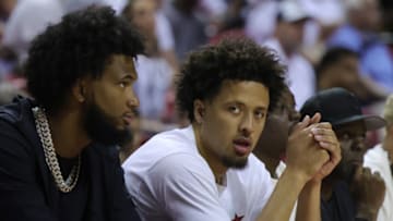 Marvin Bagley III (L) and Cade Cunningham of the Detroit Pistons (Photo by Ethan Miller/Getty Images)
