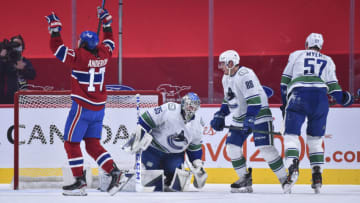 Goaltender Thatcher Demko #35 of the Vancouver Canucks. (Photo by Minas Panagiotakis/Getty Images)
