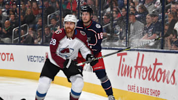 COLUMBUS, OH - OCTOBER 9: Ian Cole #28 of the Colorado Avalanche skates against the Columbus Blue Jackets on October 9, 2018 at Nationwide Arena in Columbus, Ohio. (Photo by Jamie Sabau/NHLI via Getty Images)