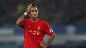 LIVERPOOL, ENGLAND - DECEMBER 19: Roberto Firmino of Liverpool looks on during the Premier League match between Everton and Liverpool at Goodison Park on December 19, 2016 in Liverpool, England. (Photo by Chris Brunskill Ltd/Getty Images)
