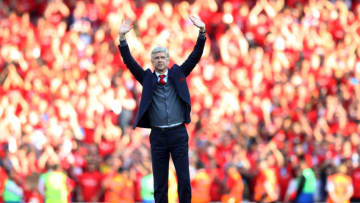 LONDON, ENGLAND - MAY 06: Arsene Wenger, Manager of Arsenal shows appreciation to the fans after the Premier League match between Arsenal and Burnley at Emirates Stadium on May 6, 2018 in London, England. (Photo by Clive Mason/Getty Images)