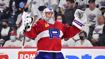 LAVAL, QC - MAY 12: Goaltender Cayden Primeau #31 of the Laval Rocket. (Photo by Minas Panagiotakis/Getty Images)