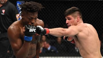 LAS VEGAS, NV - OCTOBER 06: Jalin Turner (l) turns away from Vicente Luque in their welterweight bout during the UFC 229 event inside T-Mobile Arena on October 6, 2018 in Las Vegas, Nevada. (Photo by Josh Hedges/Zuffa LLC/Zuffa LLC)