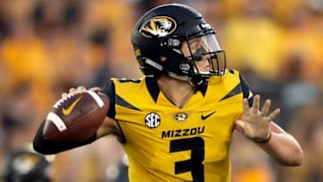 COLUMBIA, MO - SEPTEMBER 23: Quarterback Drew Lock #3 of the Missouri Tigers passes during the game against the Auburn Tigers at Faurot Field/Memorial Stadium on September 23, 2017 in Columbia, Missouri. (Photo by Jamie Squire/Getty Images)