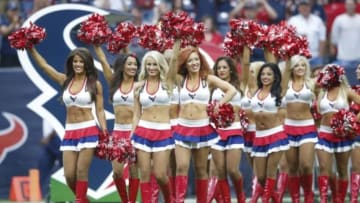 Sep 28, 2014; Houston, TX, USA; Houston Texans cheerleaders come onto the field before the game against the Buffalo Bills at NRG Stadium. Mandatory Credit: Kevin Jairaj-USA TODAY Sports