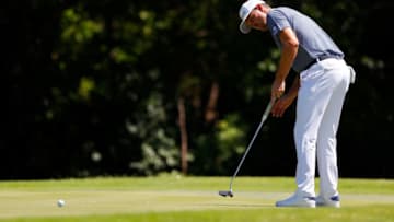 FORT WORTH, TEXAS - JUNE 11: Justin Rose of England putts on the sixth green during the first round of the Charles Schwab Challenge on June 11, 2020 at Colonial Country Club in Fort Worth, Texas. (Photo by Ronald Martinez/Getty Images)
