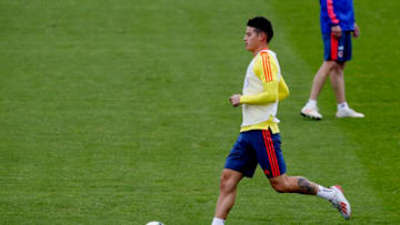 BOGOTA, COLOMBIA - JUNE 6: Colombia's James Rodriguez during a training session of the national soccer team on June 6, 2019 in Bogota, Colombia. Colombia will face Peru on Sunday before they start their Copa America campaign where the team will face Argentina, Paraguay and Qatar on their first stage of the Copa America Brazil 2019. (Photo by VIEWPRESS/Leonardo Muñoz/Corbis via Getty Images)