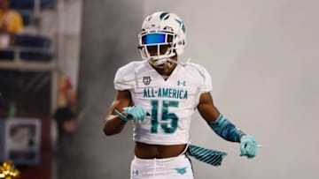 ORLANDO, FL - JANUARY 02: Team Savage safety Avantae Williams (15) during the 2020 Under Armour All-America Game on January 02, 2020 at Camping World Stadium in Orlando, FL. (Photo by Mark LoMoglio/Icon Sportswire via Getty Images)
