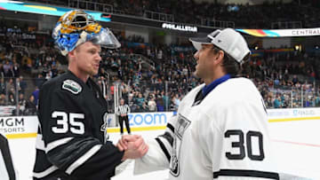 SAN JOSE, CA - JANUARY 26: Goaltenders Pekka Rinne #35 of the Nashville Predators and Henrik Lundqvist #30 of the New York Rangers shake hands after the 2019 Honda NHL All-Star Game at SAP Center on January 26, 2019 in San Jose, California. (Photo by Brian Babineau/NHLI via Getty Images)