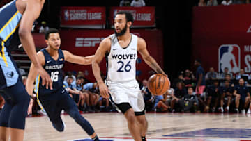 LAS VEGAS, NV - JULY 15: Jordan McLaughlin #26 of the Minnesota Timberwolves handles the ball against the Memphis Grizzlies during the Finals of the Las Vegas Summer League. Copyright 2019 NBAE (Photo by Garrett Ellwood/NBAE via Getty Images)