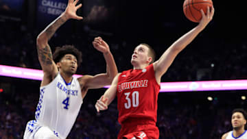 LEXINGTON, KENTUCKY - DECEMBER 28: Ryan McMahon #30 of the Louisville Cardinals shoots the ball against the Kentucky Wildcats at Rupp Arena on December 28, 2019 in Lexington, Kentucky. (Photo by Andy Lyons/Getty Images)