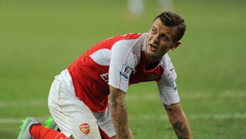KALLANG, SINGAPORE - JULY 18: Jack Wilshere of Arsenal during the match between Arsenal and Everton at Singapore National Stadium on July 18, 2015 in Kallang, . (Photo by David Price/Arsenal FC via Getty Images)