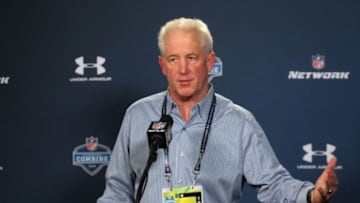 Feb 18, 2015; Indianapolis, IN, USA; Chicago Bears coach John Fox speaks at a press conference during the 2015 NFL Combine at Lucas Oil Stadium. Mandatory Credit: Brian Spurlock-USA TODAY Sports