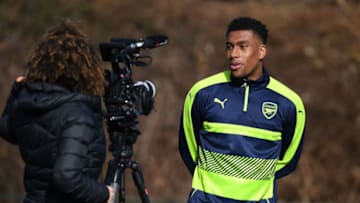 ST ALBANS, ENGLAND - MARCH 06: Arsenal's Alex Iwobi before a training session at London Colney on March 6, 2017 in St Albans, England. (Photo by Stuart MacFarlane/Arsenal FC via Getty Images)