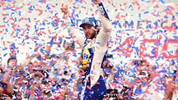 CHARLOTTE, NORTH CAROLINA - SEPTEMBER 29: Chase Elliott, driver of the #9 NAPA Auto Parts Chevrolet, celebrates winning the Monster Energy NASCAR Cup Series Bank of America ROVAL 400 at Charlotte Motor Speedway on September 29, 2019 in Charlotte, North Carolina. (Photo by Jared C. Tilton/Getty Images)