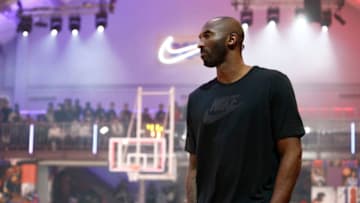 PARIS, FRANCE - OCTOBER 21: Kobe Bryant formerly of the Los Angeles Lakers attends the opening of the the renovated Gymnase Jean-JaurÃ¨s now called Gymnase Le Quartier on October 21, 2017 in Paris, France. (Photo by Catherine Steenkeste/Getty Images)