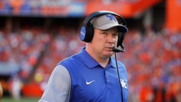 Sep 10, 2016; Gainesville, FL, USA; Kentucky Wildcats head coach Mark Stoops looks on against the Florida Gators during the second half at Ben Hill Griffin Stadium. Florida Gators defeated the Kentucky Wildcats 45-7. Mandatory Credit: Kim Klement-USA TODAY Sports