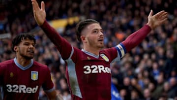 BIRMINGHAM, ENGLAND - MARCH 10: Jack Grealish of Aston Villa celebrates after scoring his sides first goal during the Sky Bet Championship match between Birmingham City v Aston Villa at St Andrew's Trillion Trophy Stadium on March 10, 2019 in Birmingham, England. (Photo by Nathan Stirk/Getty Images)