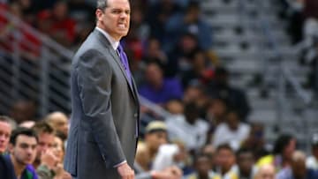 NEW ORLEANS, LOUISIANA - MARCH 01: Head coach Frank Vogel of the Los Angeles Lakers reacts against the New Orleans Pelicans during the second half at the Smoothie King Center on March 01, 2020 in New Orleans, Louisiana. NOTE TO USER: User expressly acknowledges and agrees that, by downloading and or using this Photograph, user is consenting to the terms and conditions of the Getty Images License Agreement. (Photo by Jonathan Bachman/Getty Images)