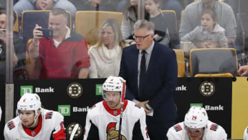 BOSTON, MA - OCTOBER 08: Ottawa Senators associate coach Mark Crawford before a game between the Boston Bruins and the Ottawa Senators on October 8, 2018, at TD Garden in Boston, Massachusetts. The Bruins defeated the Senators 6-3. (Photo by Fred Kfoury III/Icon Sportswire via Getty Images)