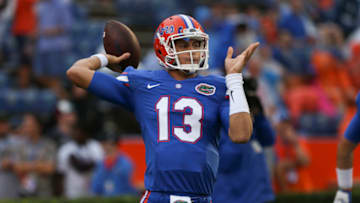 03 September 2016: Florida Gators quarterback Feleipe Franks (13) during the NCAA football game between the Massachusetts Minutemen and the Florida Gators at Ben Hill Griffin Stadium at Steve Spurrier-Florida Field in Gainesville, FL. (Photo by Mark LoMoglio/Icon Sportswire via Getty Images)