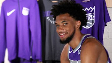TARRYTOWN, NY - AUGUST 12: Marvin Bagley III of the Sacramento Kings poses for a portrait during the 2018 NBA Rookie Shoot on August 12, 2018 at the Madison Square Garden Training Center in Tarrytown, New York. NOTE TO USER: User expressly acknowledges and agrees that, by downloading and/or using this photograph, user is consenting to the terms and conditions of the Getty Images License Agreement. Mandatory Copyright Notice: Copyright 2018 NBAE (Photo by Nathaniel S. Butler/NBAE via Getty Images)