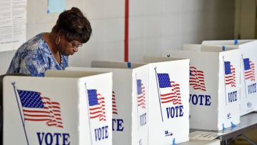 Mar 8, 2016; Jackson, MS, USA; A Jackson resident casts a vote during the Mississippi presidential primary election at Fire Station 26. Mandatory Credit: Justin Sellers/The Clarion-Ledger via USA TODAY NETWORK