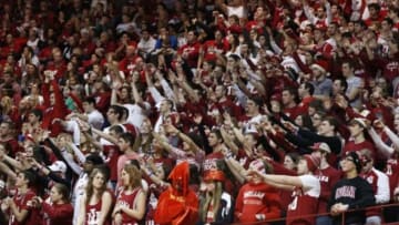 Jan 31, 2015; Bloomington, IN, USA; Indiana Hoosiers fans and students show support from the stands during the first half against the Rutgers Scarlet Knights at Assembly Hall. The Hoosiers won 72-64. Mandatory Credit: Aaron Doster-USA TODAY Sports