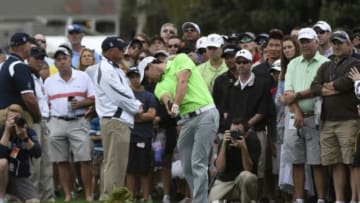 October 17, 2015; Napa, CA, USA; Rory McIlroy hits a fairway shot on the first hole during the third round of the Frys.com Open at Silverado Country Club. Mandatory Credit: Kyle Terada-USA TODAY Sports