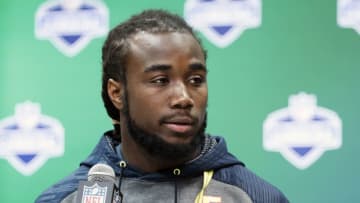 INDIANAPOLIS, IN - MARCH 02: Running back Dalvin Cook of Florida State answers questions from the media on Day 2 of the NFL Combine at the Indiana Convention Center on March 2, 2017 in Indianapolis, Indiana. (Photo by Joe Robbins/Getty Images)