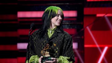LOS ANGELES, CALIFORNIA - JANUARY 26: Billie Eilish accepts the Best New Artist award onstage during the 62nd Annual GRAMMY Awards at Staples Center on January 26, 2020 in Los Angeles, California. (Photo by Kevork Djansezian/Getty Images)