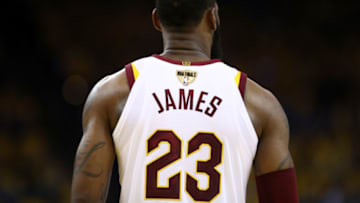 OAKLAND, CA - JUNE 03: LeBron James #23 of the Cleveland Cavaliers reacts against the Golden State Warriors in Game 2 of the 2018 NBA Finals at ORACLE Arena on June 3, 2018 in Oakland, California. NOTE TO USER: User expressly acknowledges and agrees that, by downloading and or using this photograph, User is consenting to the terms and conditions of the Getty Images License Agreement. (Photo by Ezra Shaw/Getty Images)