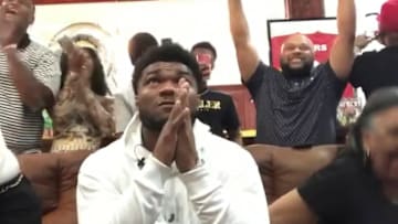 UNSPECIFIED LOCATION - APRIL 24: (EDITORIAL USE ONLY) In this still image from video provided by the NFL, Cam Akers center, reacts as he's selected by the Los Angeles Rams during the second round of the 2020 NFL Draft on April 24, 2020. (Photo by NFL via Getty Images)