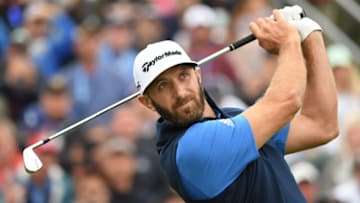 PEBBLE BEACH, CALIFORNIA - JUNE 14: Dustin Johnson of the United States plays a shot from the 17th tee during the second round of the 2019 U.S. Open at Pebble Beach Golf Links on June 14, 2019 in Pebble Beach, California. (Photo by Ross Kinnaird/Getty Images)