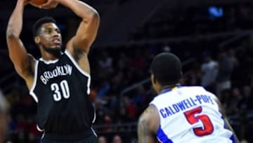 Mar 19, 2016; Auburn Hills, MI, USA; Brooklyn Nets forward Thaddeus Young (30) during the third quarter against the Detroit Pistons at The Palace of Auburn Hills. Mandatory Credit: Tim Fuller-USA TODAY Sports