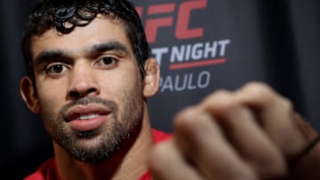 SAO PAULO, BRAZIL - SEPTEMBER 20: UFC men's bantamweight contender Renan Barao of Brazil interacts with media during the UFC Fight Night ultimate media day at Pestana Hotel on September 20, 2018 in Sao Paulo, Brazil. (Photo by Buda Mendes/Zuffa LLC/Zuffa LLC via Getty Images)