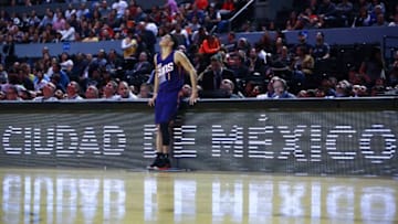 MEXICO CITY, MEXICO - JANUARY 14: Devin Booker of Phoenix Suns takes a breath during the match between San Antonio Spurs and Phoenix Suns at Arena Ciudad de Mexico on January 14, 2017 in Mexico City, Mexico. (Photo by Hector Vivas/LatinContent via Getty Images)
