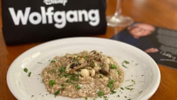 Mushroom risotto based on Chef Wolfgang Puck recipe , photo by Cristine Struble