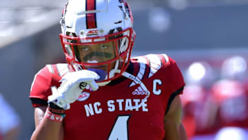 RALEIGH, NORTH CAROLINA - AUGUST 31: Nick McCloud #4 of the North Carolina State Wolfpack warms up before their game against the East Carolina Pirates at Carter-Finley Stadium on August 31, 2019 in Raleigh, North Carolina. (Photo by Grant Halverson/Getty Images)