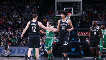 Brooklyn Nets Joe Harris Jarrett Allen. Mandatory Copyright Notice: Copyright 2018 NBAE (Photo by Nathaniel S. Butler/NBAE via Getty Images)
