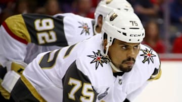WASHINGTON, DC - JUNE 04: Ryan Reaves #75 of the Vegas Golden Knights prepares for the faceoff against the Washington Capitals during the second period in Game Four of the 2018 NHL Stanley Cup Final at Capital One Arena on June 4, 2018 in Washington, DC. (Photo by Gregory Shamus/Getty Images)