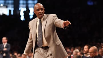 NEW YORK, NY - MARCH 25: Associate head coach Larry Drew of the Cleveland Cavaliers gestures during the game against the Brooklyn Nets at Barclays Center on March 25, 2018 in the Brooklyn borough of New York City. NOTE TO USER: User expressly acknowledges and agrees that, by downloading and or using this photograph, User is consenting to the terms and conditions of the Getty Images License Agreement. (Photo by Matteo Marchi/Getty Images) *** Local Caption *** Larry Drew