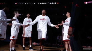 LOUISVILLE, KY - JANUARY 21: Malik Williams #5 of the Louisville Cardinals is introduced before the game against the Boston College Eagles at KFC YUM! Center on January 21, 2018 in Louisville, Kentucky. (Photo by Andy Lyons/Getty Images)
