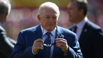 SANTA CLARA, CA - OCTOBER 22: Dallas Cowboys owner Jerry Jones stands on the field prior to their NFL game against the San Francisco 49ers at Levi's Stadium on October 22, 2017 in Santa Clara, California. (Photo by Thearon W. Henderson/Getty Images)