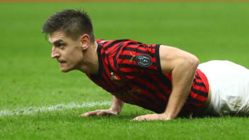 MILAN, ITALY - DECEMBER 15: Krzysztof Piatek of AC Milan looks on during the Serie A match between AC Milan and US Sassuolo at Stadio Giuseppe Meazza on December 15, 2019 in Milan, Italy. (Photo by Marco Luzzani/Getty Images)