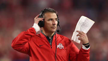 GLENDALE, AZ - DECEMBER 31: Head coach Urban Meyer of the Ohio State Buckeyes looks on against the Clemson Tigers during the 2016 PlayStation Fiesta Bowl at University of Phoenix Stadium on December 31, 2016 in Glendale, Arizona. (Photo by Matthew Stockman/Getty Images)