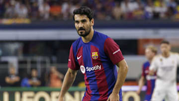 ARLINGTON, TEXAS - JULY 29: Ilkay Gundogan of Barcelona in action during the Soccer Champions Tour match between Barcelona and Real Madrid at AT&T Stadium on July 29, 2023 in Arlington, Texas. (Photo by Michael Gonzalez/Anadolu Agency via Getty Images)