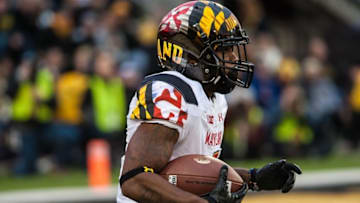 Oct 31, 2015; Iowa City, IA, USA; Maryland Terrapins defensive back William Likely (4) returns a kickoff against the Iowa Hawkeyes during the second half at Kinnick Stadium. Iowa won 31-15. Mandatory Credit: Jeffrey Becker-USA TODAY Sports