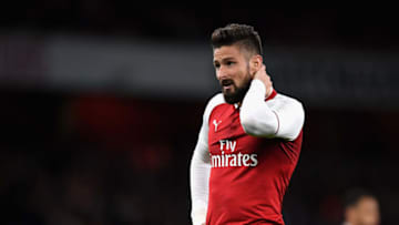LONDON, ENGLAND - OCTOBER 24: Olivier Giroud of Arsenal looks on during the Carabao Cup Fourth Round match between Arsenal and Norwich City at Emirates Stadium on October 24, 2017 in London, England. (Photo by Shaun Botterill/Getty Images)